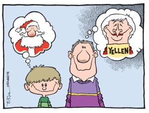Yellen as Santa Cartoon
