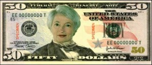 Yellen on the 50 dollar bill cartoon
