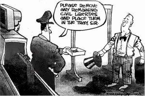 Civil Liberties Through the Security Devises cartoon