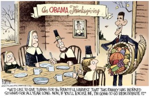 Obama Redistributes Thanksgiving Plenty cartoon