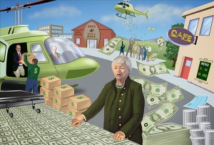 Yellen Preparing the Money cartoon