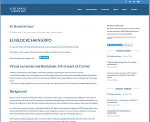Dr Syed Kamall MEP hosts virtual currencies and blockchain exhibition in European Parliament organised by The Cobden Centre